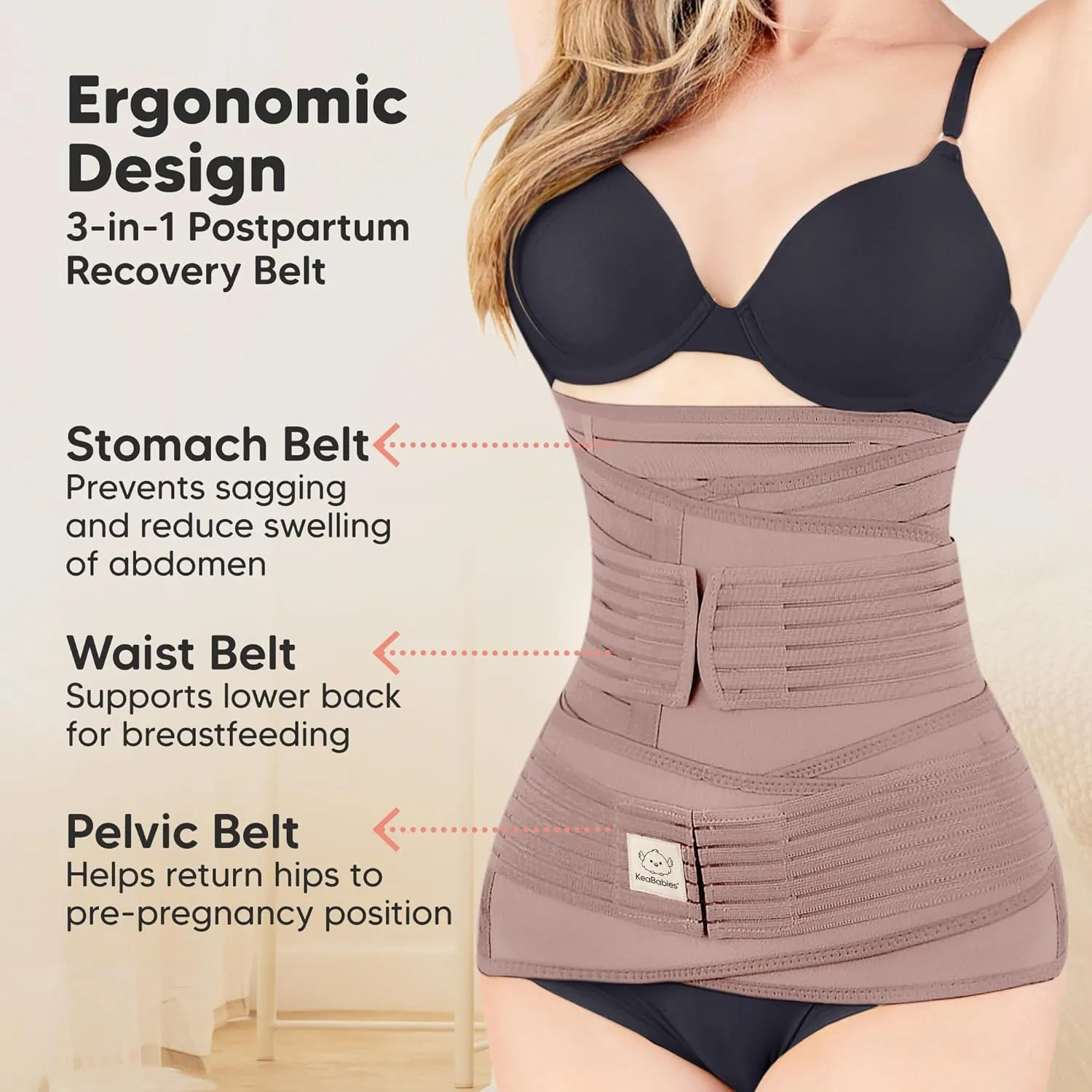3 in 1 Postpartum Belly Support Recovery Wrap  Postpartum Belly Band, After Birth Brace, Slimming Girdles, Body Shaper Waist Shapewear, Post Surgery Pregnancy Belly Support Band (Dusty Plum, XL)