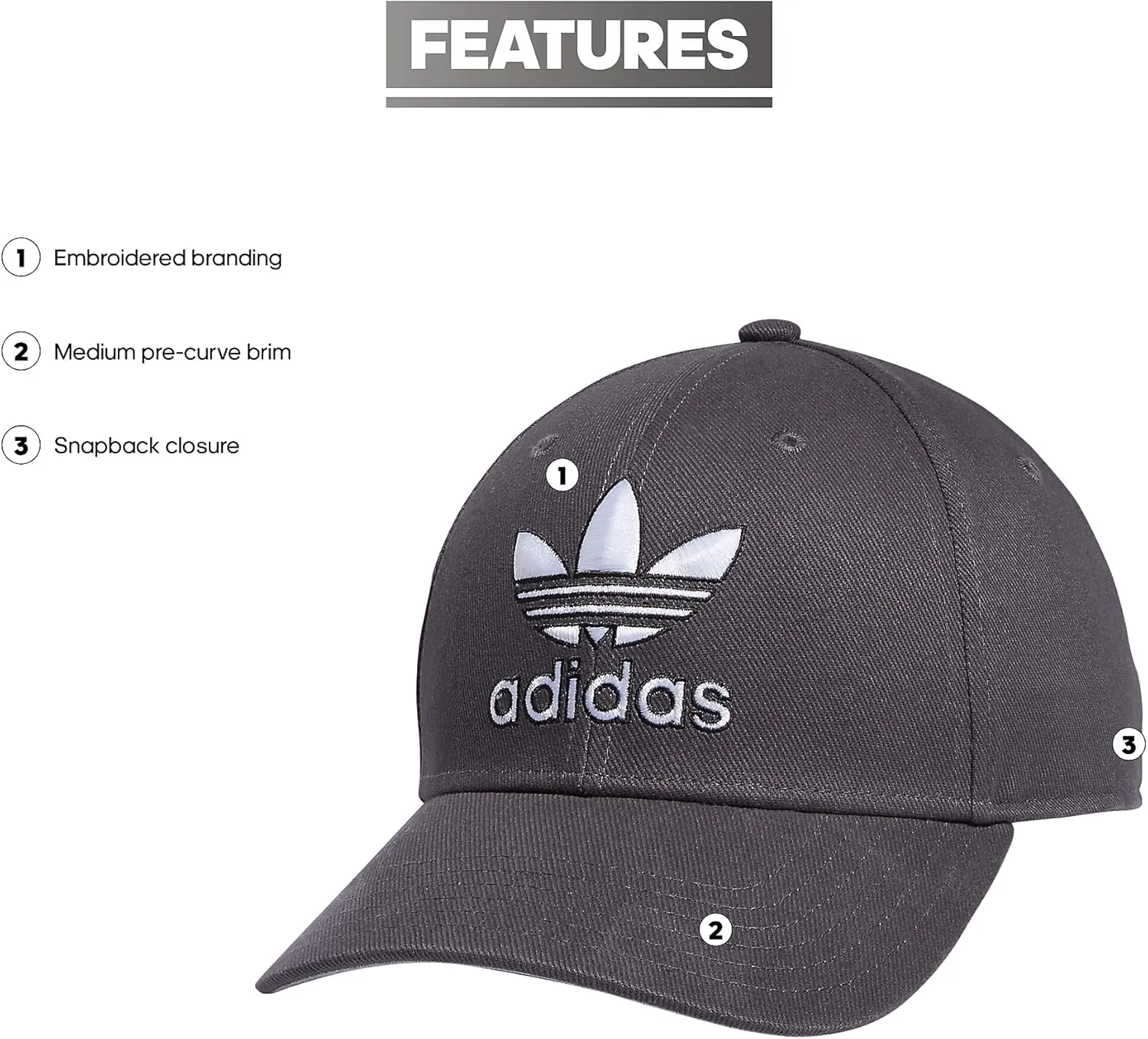 adidas Originals Men's Icon 2.0 Structured Precurve Snapback Cap