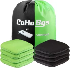 CoHoBgs Corn Hole Bags Set 8, Professional Cornhole Bags Dual-Sided Slick & Stick Resin Filled Suede and Duck Canvas Bean Bags for Cornhole Game Includes Carry Case