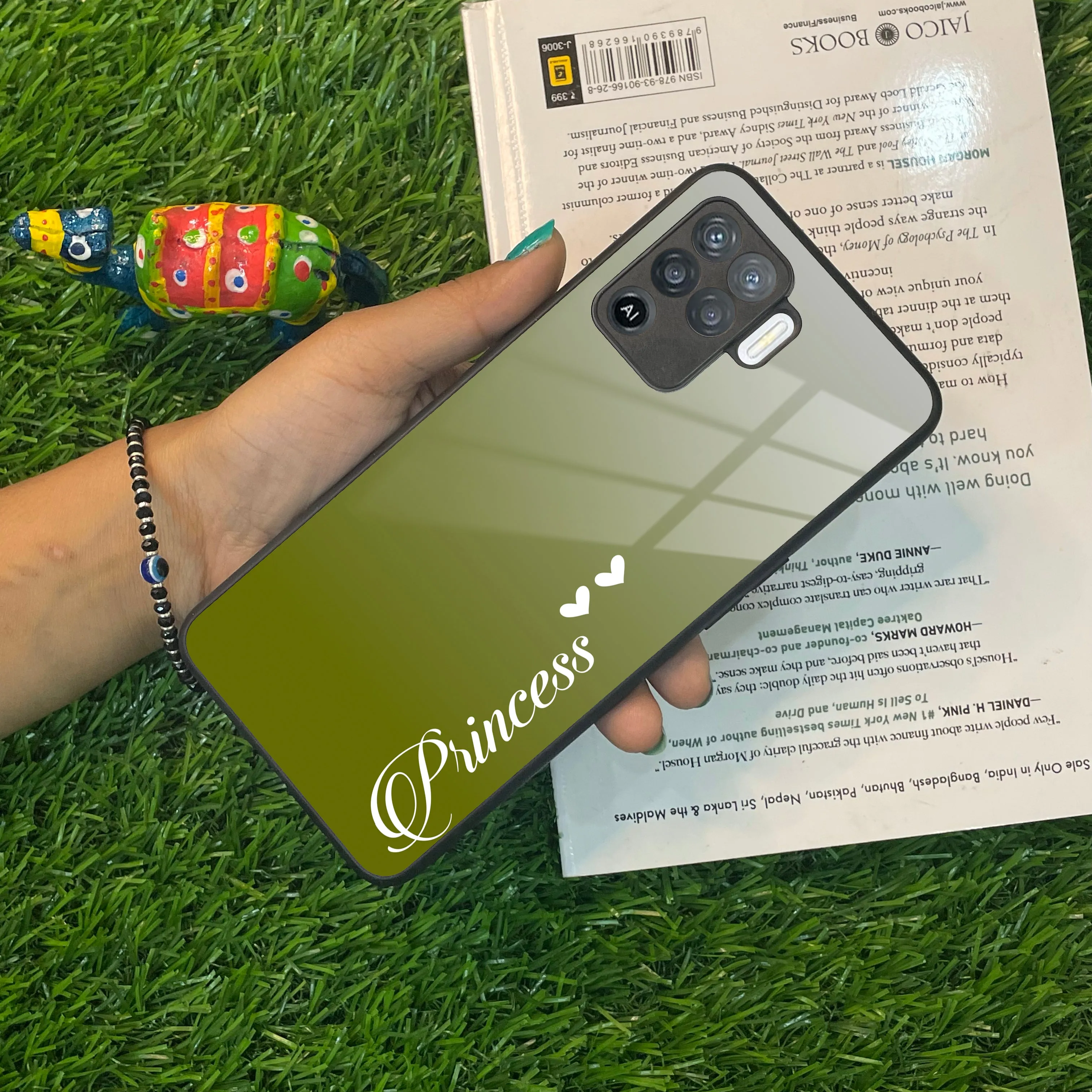 Customize Name Gradient Glass Case Cover Mint Green For Oppo
