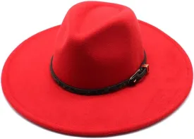DHAEY and Winter Woolen Jazz Top Hat Men and Women's Peach Top Chain Top Hat 9.5cm Large Brim Felt Hat Luopan Caps & Hats (Color : Rose Red, Size : 56-58cm)