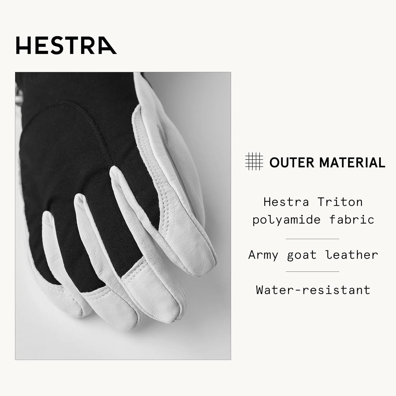 Hestra Women's Heli Ski Female Glove, 5-Finger Leather Snow Glove for Skiing, Snowboarding and Mountaineering