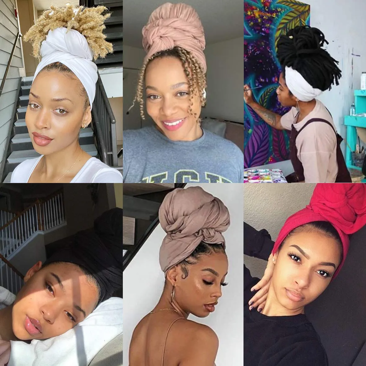 Kachanaa 12 Pieces Stretch Head Scarfs Headbands for Muslim Soft Breathable Head Wraps Turbans Long Hair Hijab Scarves for Women