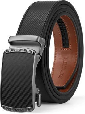 Mens Belt,Ratchet Belts for Men Leather 1 3/8'' Adjustable for Dress Jeans,Comfort Trim to Fit