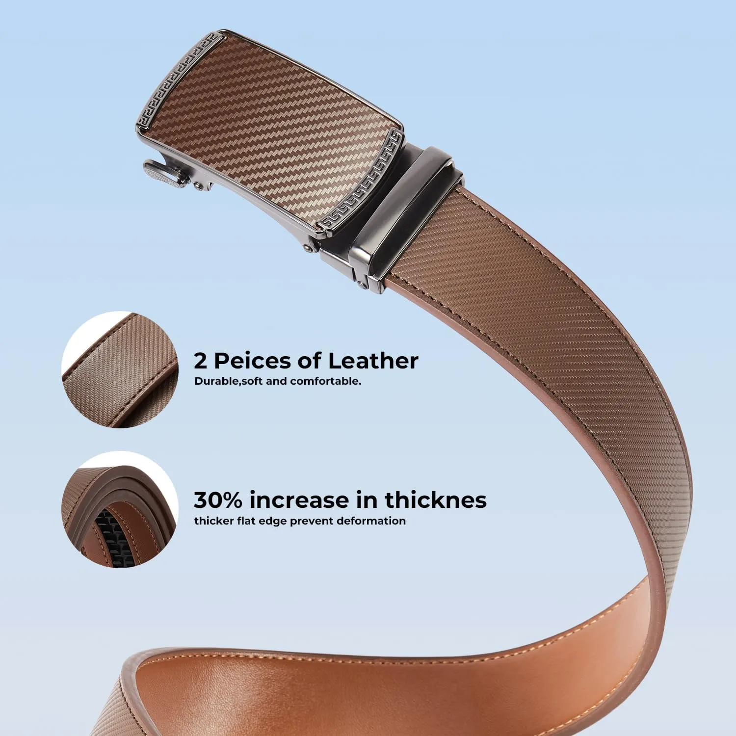 Mens Belt,Ratchet Belts for Men Leather 1 3/8'' Adjustable for Dress Jeans,Comfort Trim to Fit