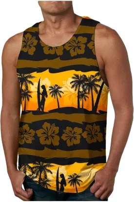 NaRHbrg Palm Tree Tanks Tops for Mens Cool Printed Graphic Sleeveless Tank Top Muscle Shirt for Workout Gym Jogging