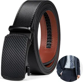NUBILY Mens Belt Ratchet Leather Belts for Men Adjustable 1 3/8" Men's Belts for Dress Casual with Gift Box, Trim to Fit