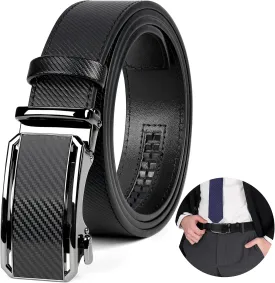 NUBILY Mens Belt Ratchet Leather Belts for Men Adjustable 1 3/8" Men's Belts for Dress Casual with Gift Box, Trim to Fit