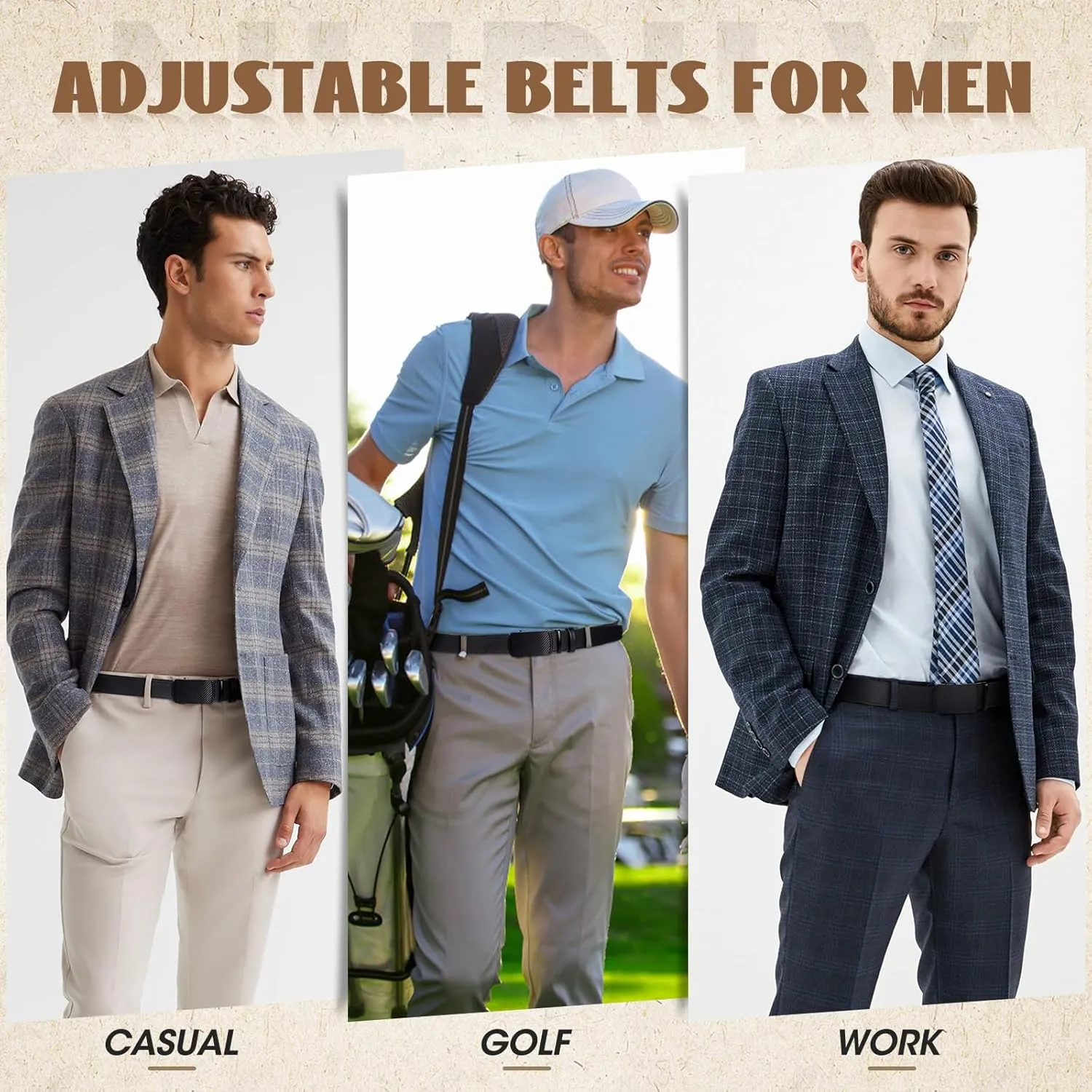 NUBILY Mens Belt Ratchet Leather Belts for Men Adjustable 1 3/8" Men's Belts for Dress Casual with Gift Box, Trim to Fit