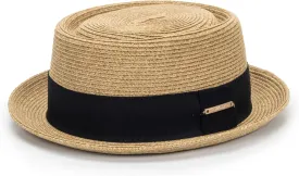 Pork-Pie-Hat-for-Men-Women Straw-Boater-Hat - Classic Boater Derby Sun Hats with Grosgrain Band