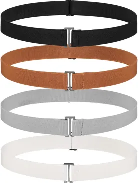 SATINIOR 2/3/4 Pack Women Elastic Stretch Belt Invisible Belts with Flat Buckle for Jeans Pants Dresses