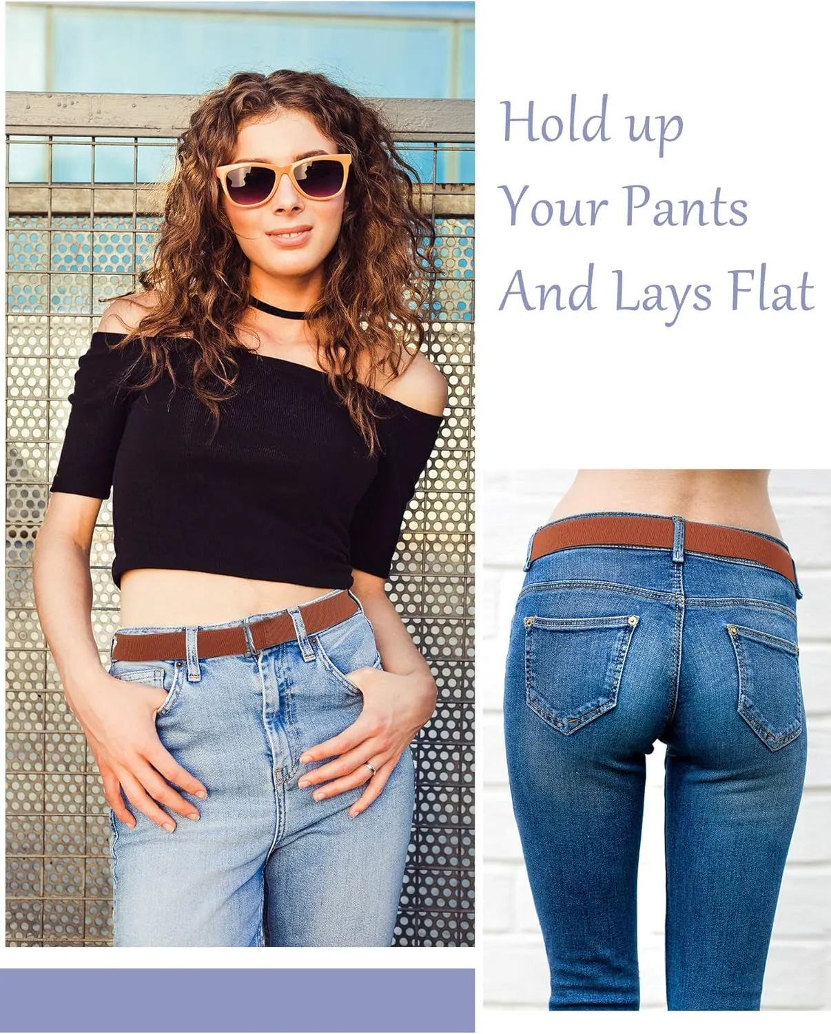 SATINIOR 2/3/4 Pack Women Elastic Stretch Belt Invisible Belts with Flat Buckle for Jeans Pants Dresses