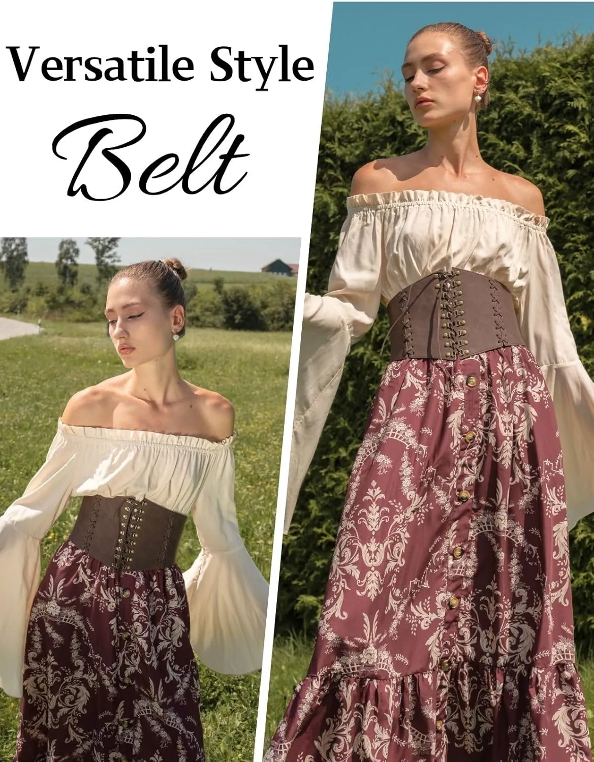 Scarlet Darkness Women Wide Belt Elastic Waist Belt Lace-up Corset Belts for Dress
