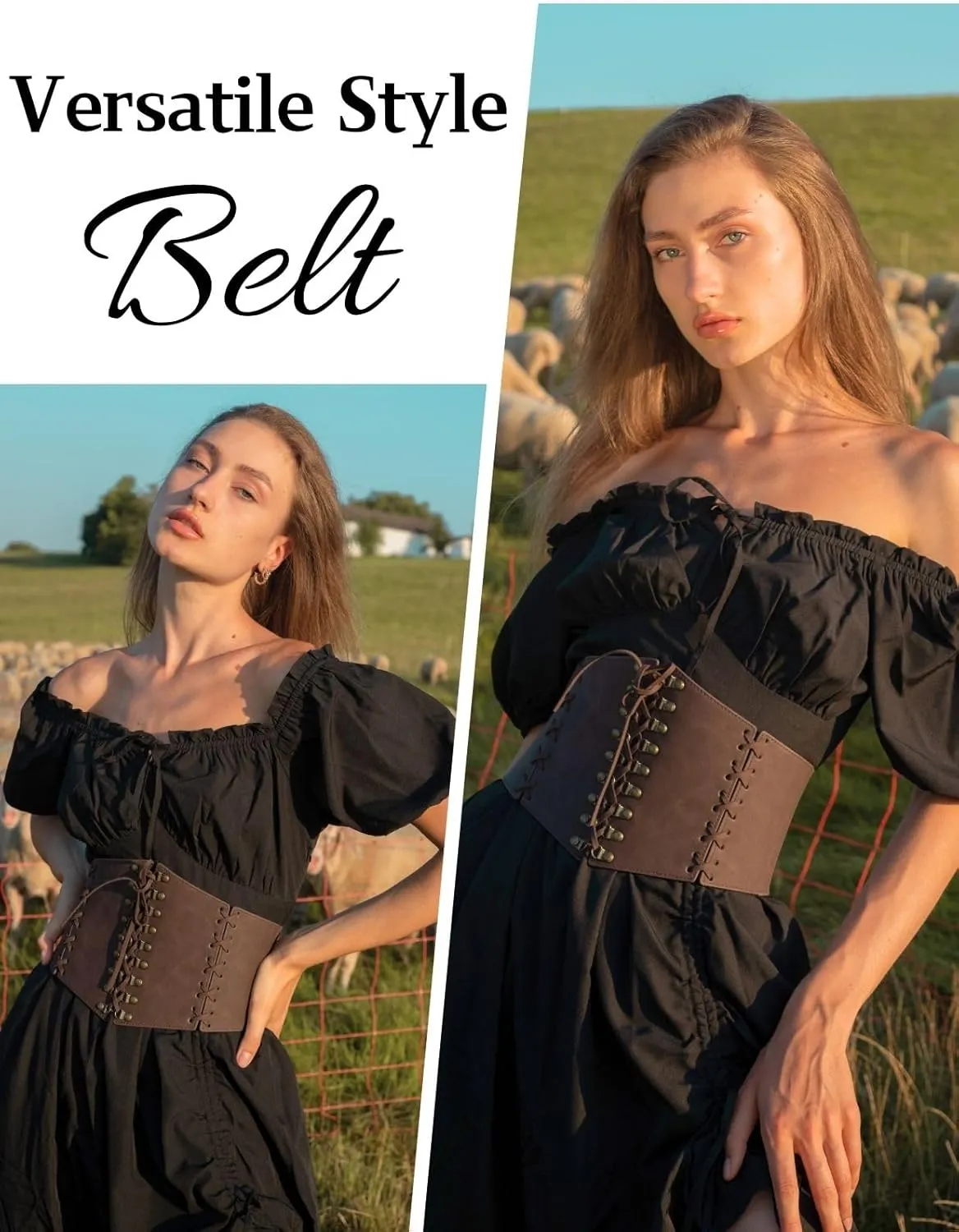 Scarlet Darkness Women Wide Belt Elastic Waist Belt Lace-up Corset Belts for Dress
