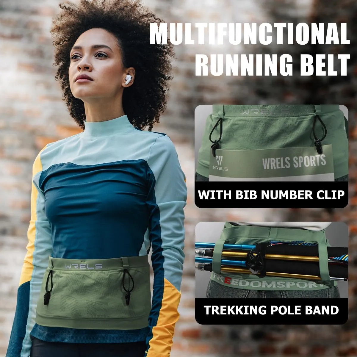 Slim Running Belt with Bib Number Clip,Elastic Phone Holder Fanny Pack for Women Men,Large Capacity Fitness Waist Pack Holds Water Bottle, Keys, Cards