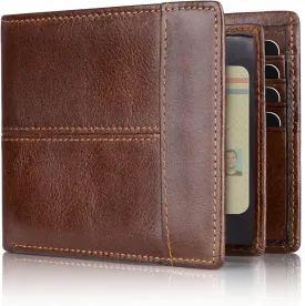 Swallowmall Mens Wallet Rfid Blocking Leather Wallet for Men Bifold Wallet Leather with 1 ID Window 16 Card Slot