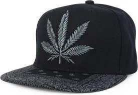 Trendy Apparel Shop Rasta Marijuana Leaf Weed 3D Embroidered Flat Bill Snapback Cap