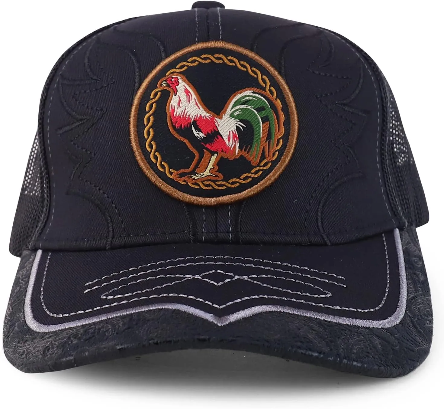 Trendy Apparel Shop Rooster Embroidered Trucker Mesh Baseball Cap