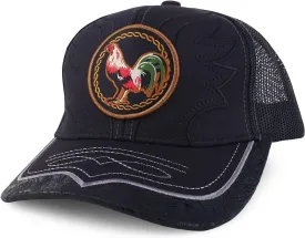 Trendy Apparel Shop Rooster Embroidered Trucker Mesh Baseball Cap