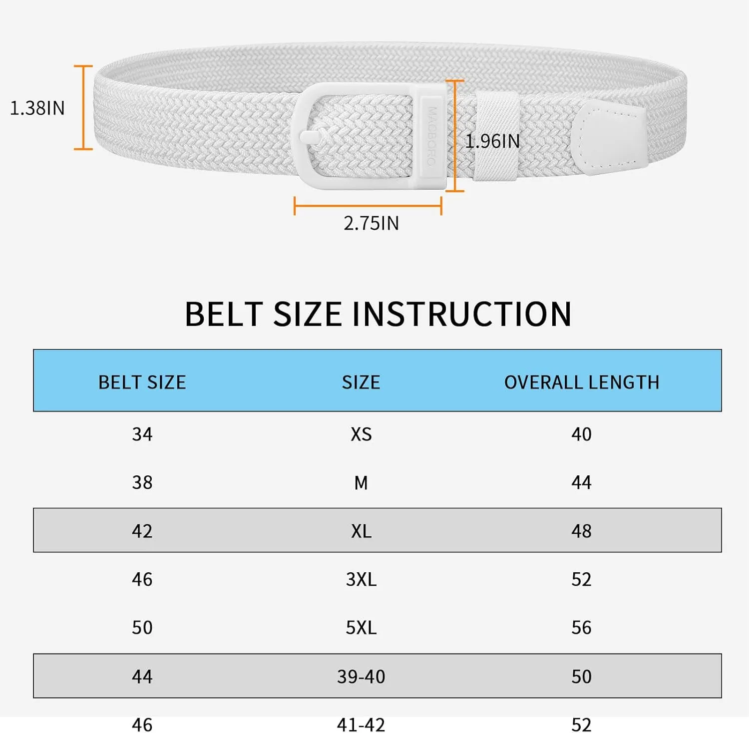 Tsa Approved Hypoallergenic Nickel Free Non Metal Belt for Men Elastic Stretch Braided Golf Accessories Belt