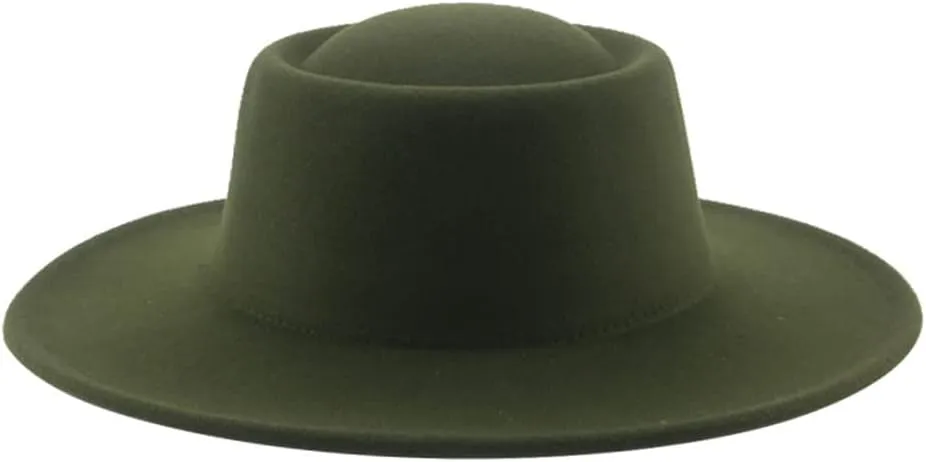 Vsadsau Women Men Fedoras Hats Solid Dome Round Top Wide Brim Hats Felted Jazz Fedoras