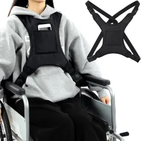 Wheelchair Seat Belt for Adults Wheelchair Chest Harness Safety Strap Seatbelt for Elderly and Disabled Torso Support Vest Restraint Adjustable Straps Prevent Sliding(Black)