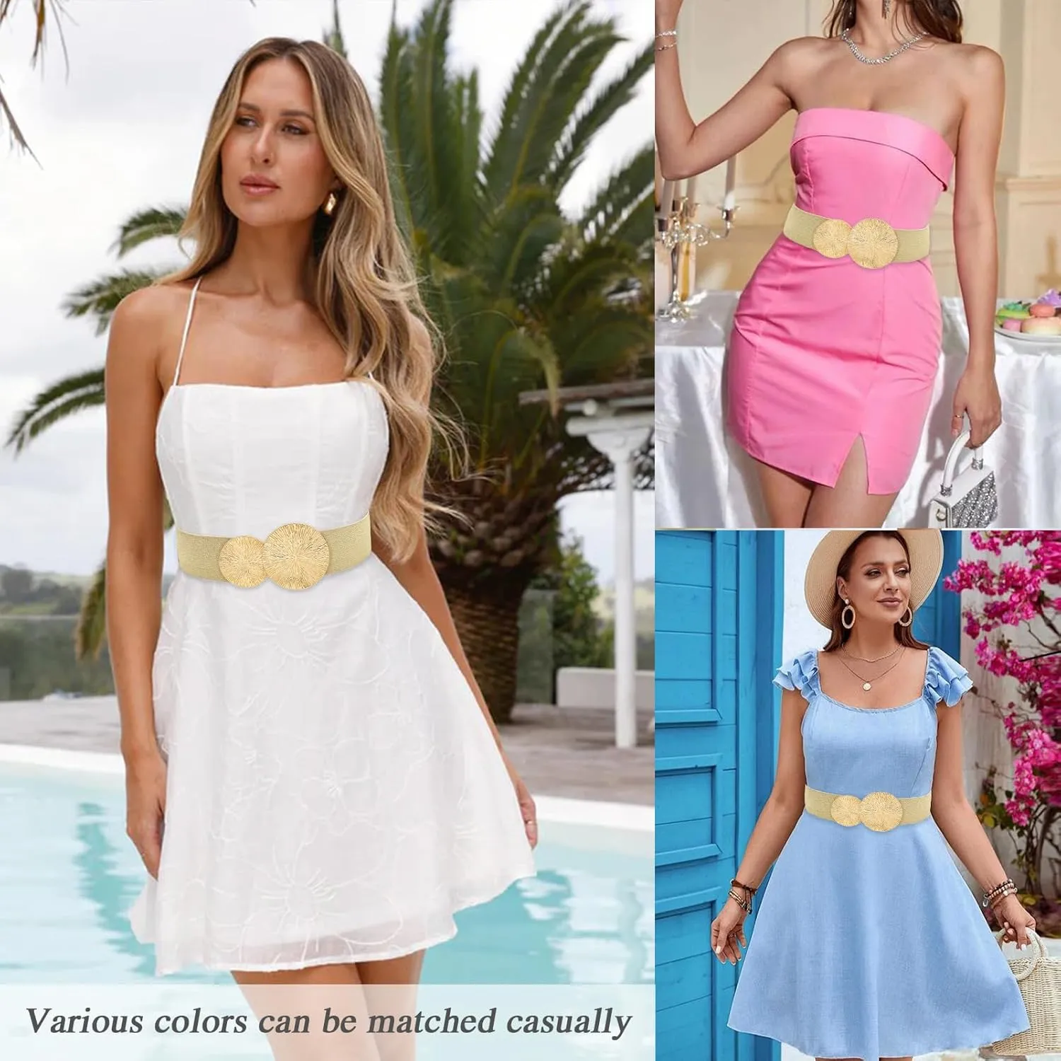 Women Wide Stretchy Waist Belts Elastic Cinch Belt for Dresses