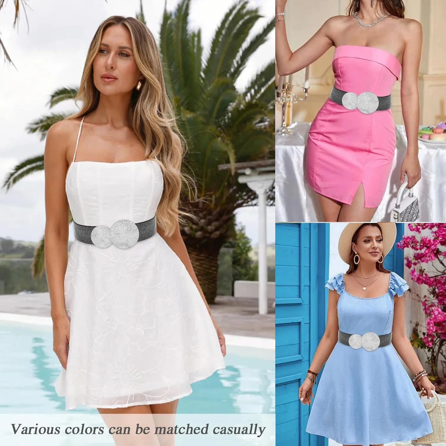 Women Wide Stretchy Waist Belts Elastic Cinch Belt for Dresses