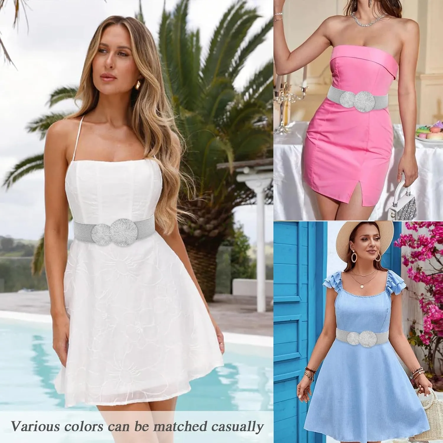 Women Wide Stretchy Waist Belts Elastic Cinch Belt for Dresses