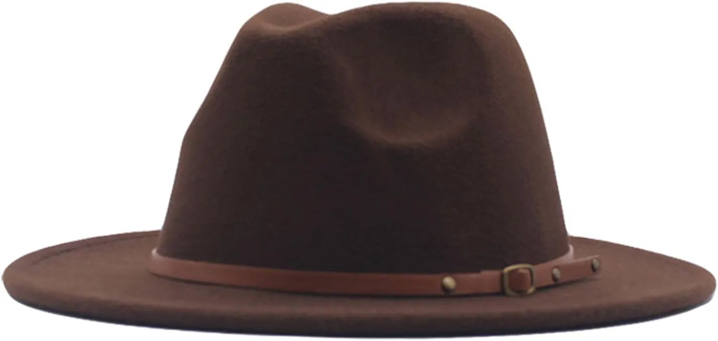 Womens Fedora Panama Wool Belt Classic Hat Buckle Hat Floppy Wide Baseball Caps Sticking Hat for Women