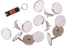 XGX White Reflective Tacks (100 Pack) Trail Marking Tacks, Glow Tacks, Hiking Markers, Trail Marking Reflectors, Mark Trail Reflective Thumb Tacks for Hunting,with Included LED Keychain Light (1)