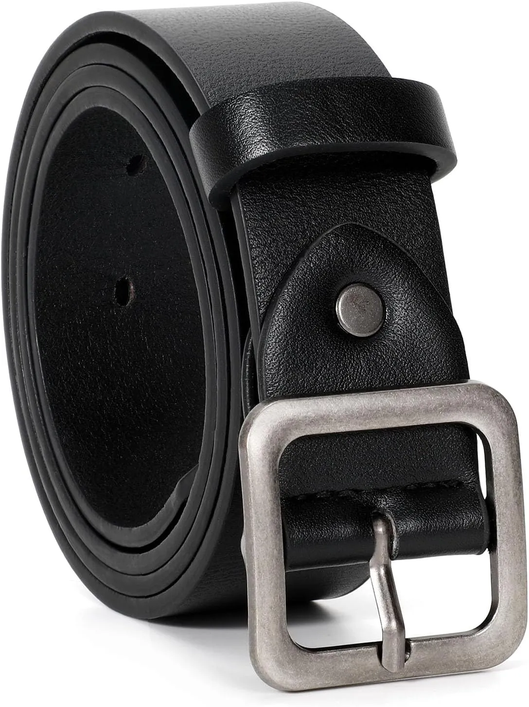 XZQTIVE Womens Leather Belts for Jeans Pants Dresses Fashion Ladies Black Belt with Square Buckle
