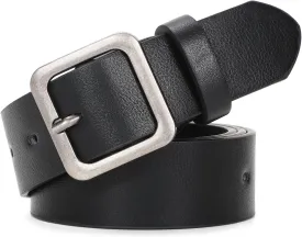 XZQTIVE Womens Leather Belts for Jeans Pants Dresses Fashion Ladies Black Belt with Square Buckle